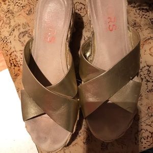 Michael Kors gold wedge sandal